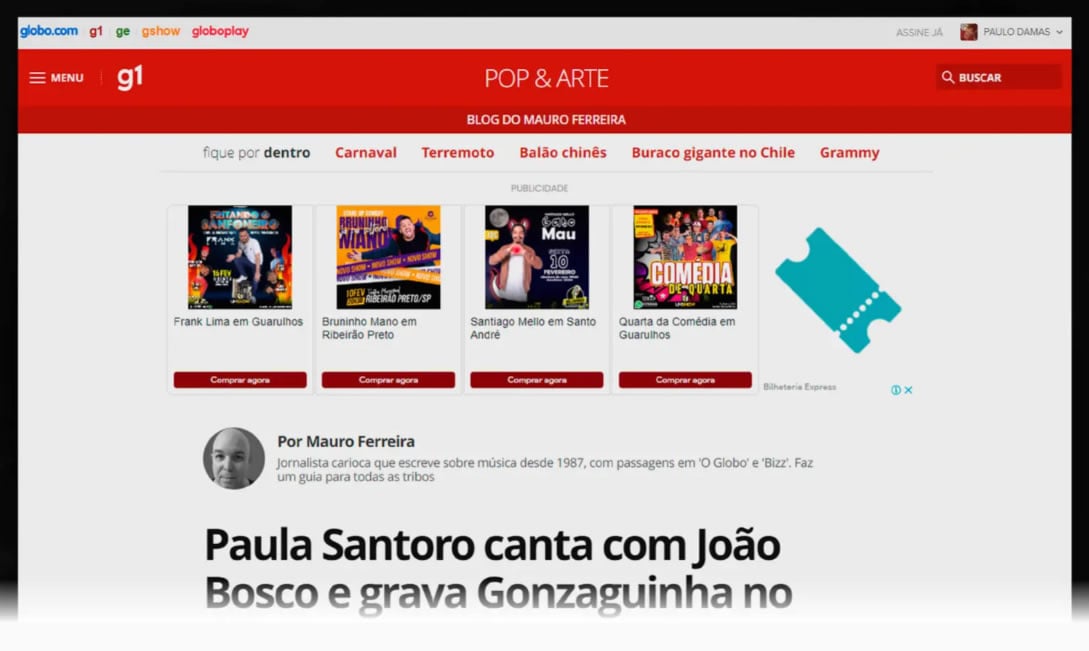 Divulgação em portais parceiros - Marketing Bilheteria Express